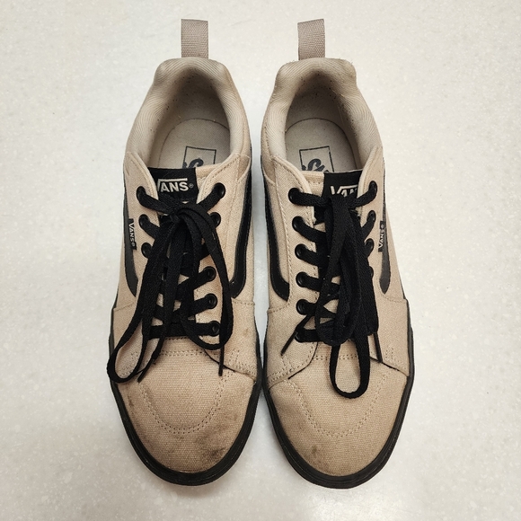 Vans Other - Mens Vans Filmore Beige Taupe Canvas Low-Top Sneakers with Black Accents Size 9